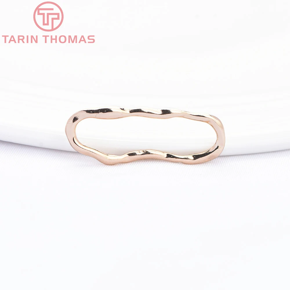 (9088) 6PCS 9x24MM 24K Gold Color Brass Irregular Oval Circle Connector Charms High Quality DIY Jewelry Making Accessories