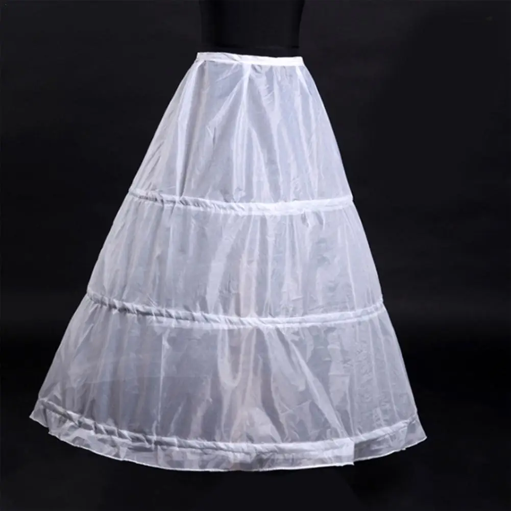 New Women A-line Petticoat Adjustable Drawstring Single Bridal Crinoline Gown Waist Layer Wedding Ball Dress 3 Hoops Underskirt