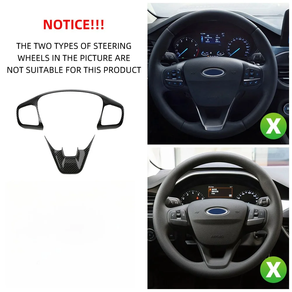 Car Steering Wheel Cover Trim for Ford Focus 4 MK4 Kuga Escape MK3 Fiesta MK8 2017 - 2019 Auto Decoration Sticker Accessories