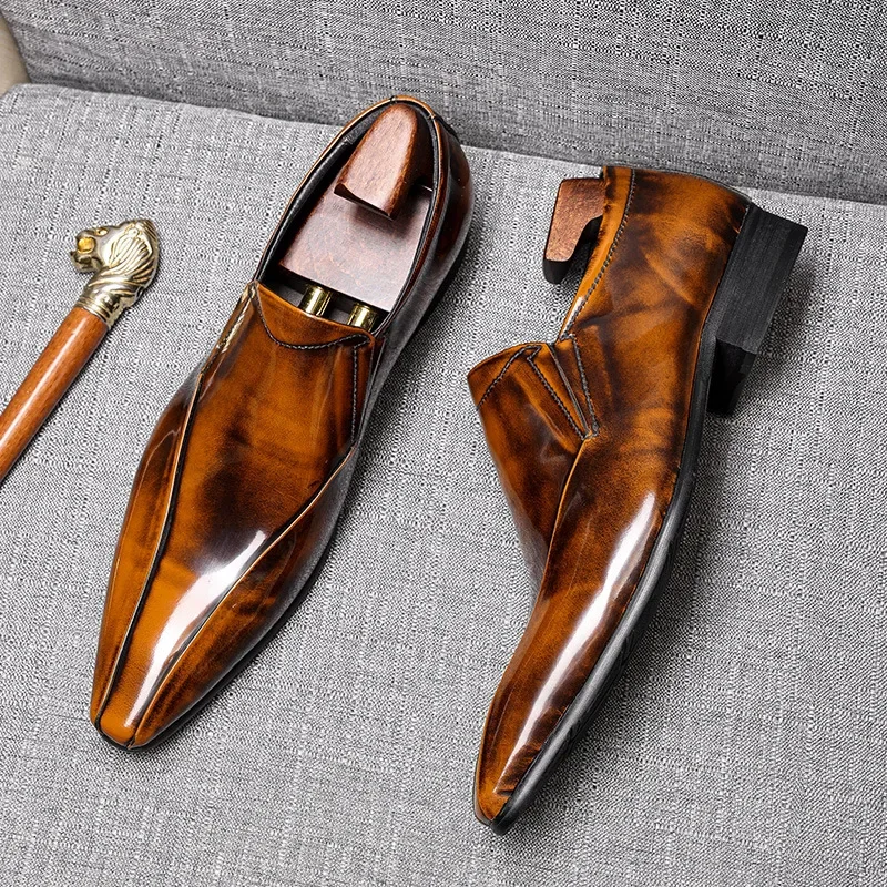 Italian Luxury Patent Leather Mens Wedding Oxford Shoes Genuine Leather Designer Man Dress Shoe Slip on New Fashion Loafers