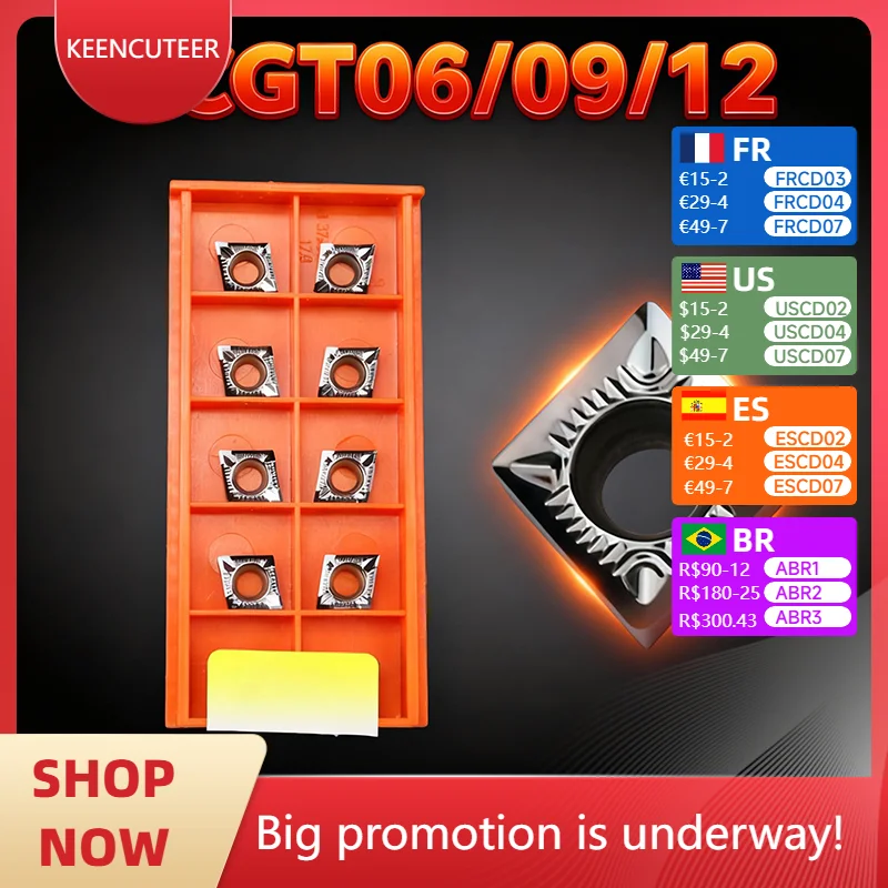 

CCGT060202 CCGT09T304 CCGT120408 AK H01 Carbide Insert for Aluminum SCLCR External Turning Tool Blade Lathe Parts CNC Cutter