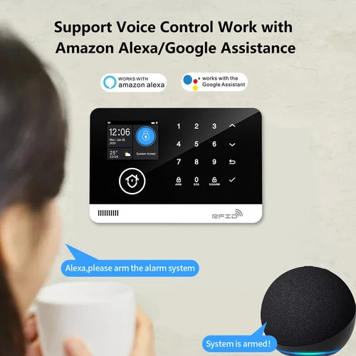 Imagen 2 del producto Tuya WiFi inteligente GSM sistema de alarma de seguridad para el hogar-teclado táctil RFID APP Control inalámbrico antirrobo con volumen ajustable