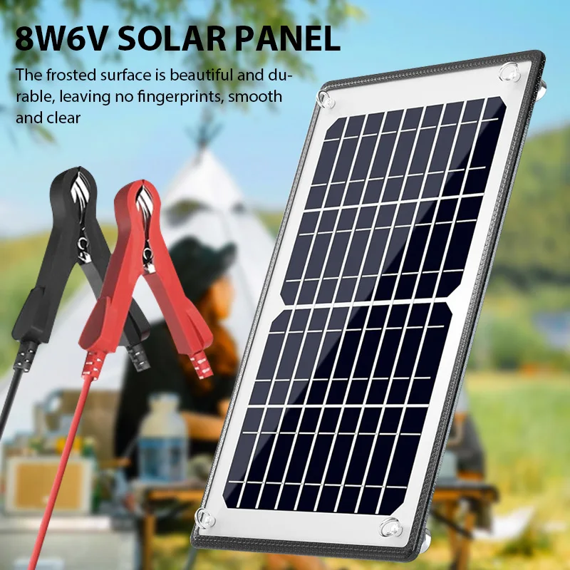 6V8W Solar Panels 8ft Length Portable Solar Panel Mobile lPhone Charger Battery Charger Motorcycle Kick Scooter Emergency Supply