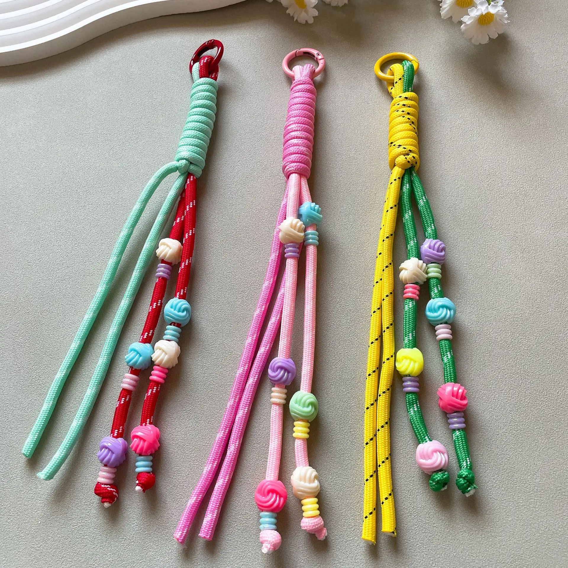 Colorful Candy Color Handwoven Bag Accessories Creative Backpack Mobile Phone Pendant Personalized Key Lanyard Decor Charm Gift