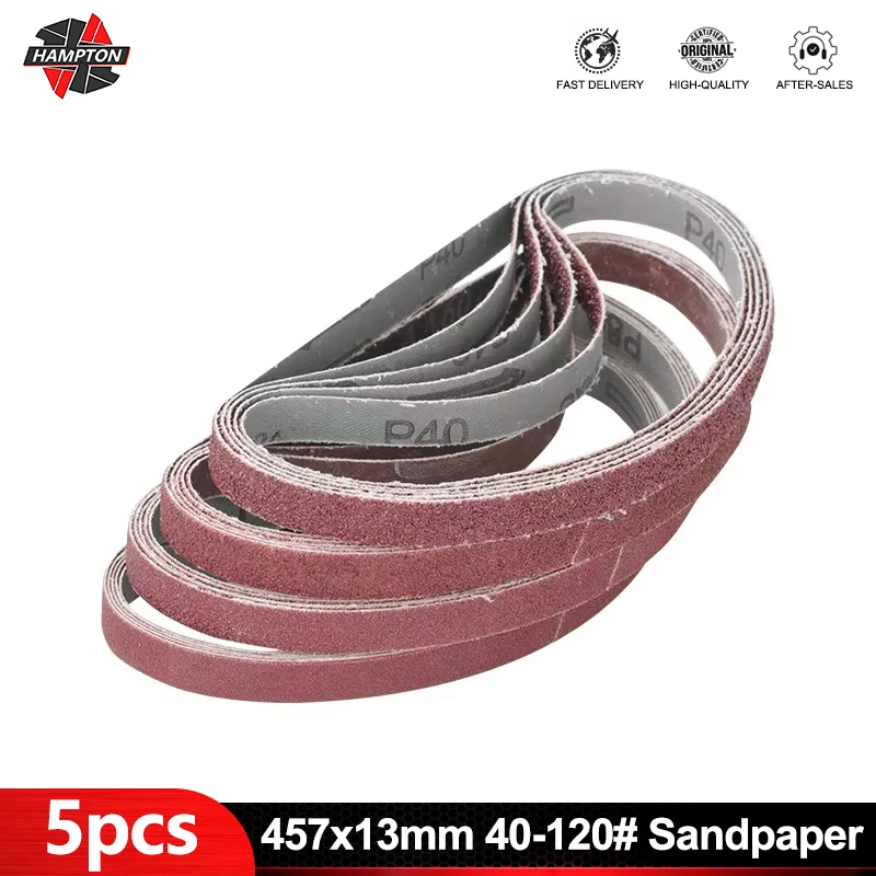 Hampton Abrasive Sanding Belts Sander 5pcs Grit 40-120 Sandpaper Abrasive Bands 457x13mm Sanding Belts For Abrasive Tools 