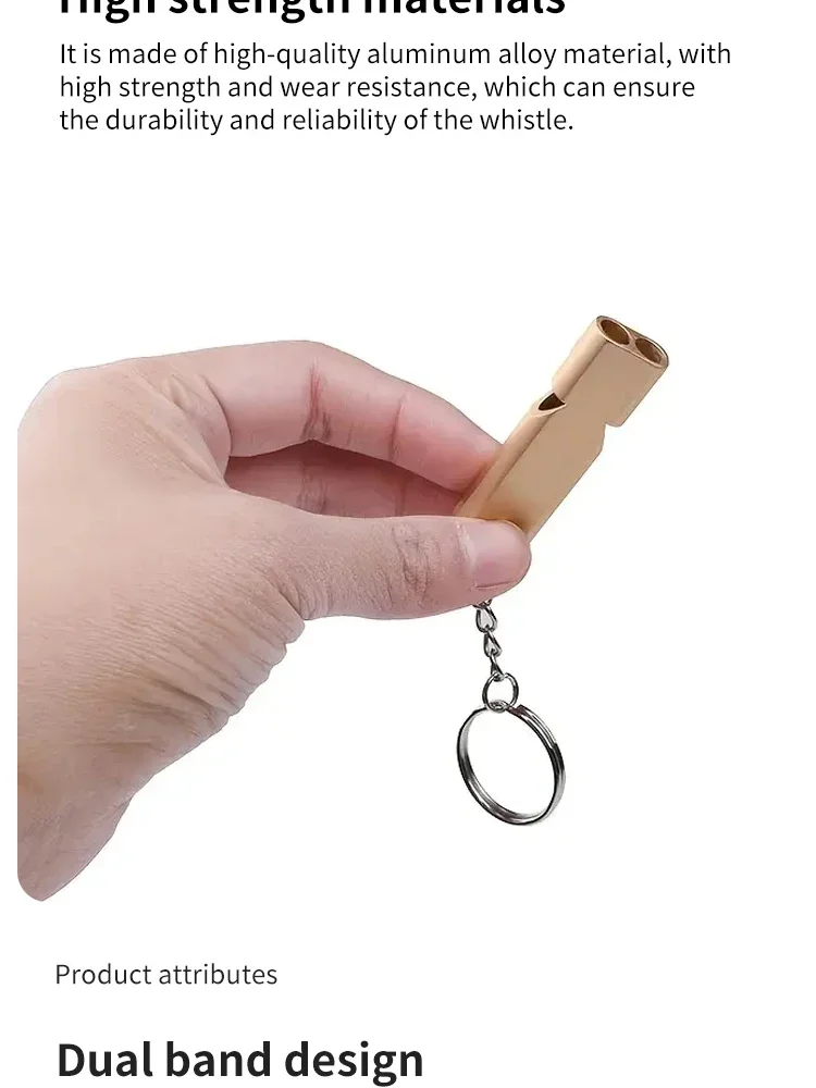 Pfeife Flache Aluminiumlegierung Dual Frequency Survival Doppelrohr Outdoor Survival Survival Whistle Ausrüstung Ausgestattet EDC-Werkzeug – Detail 2