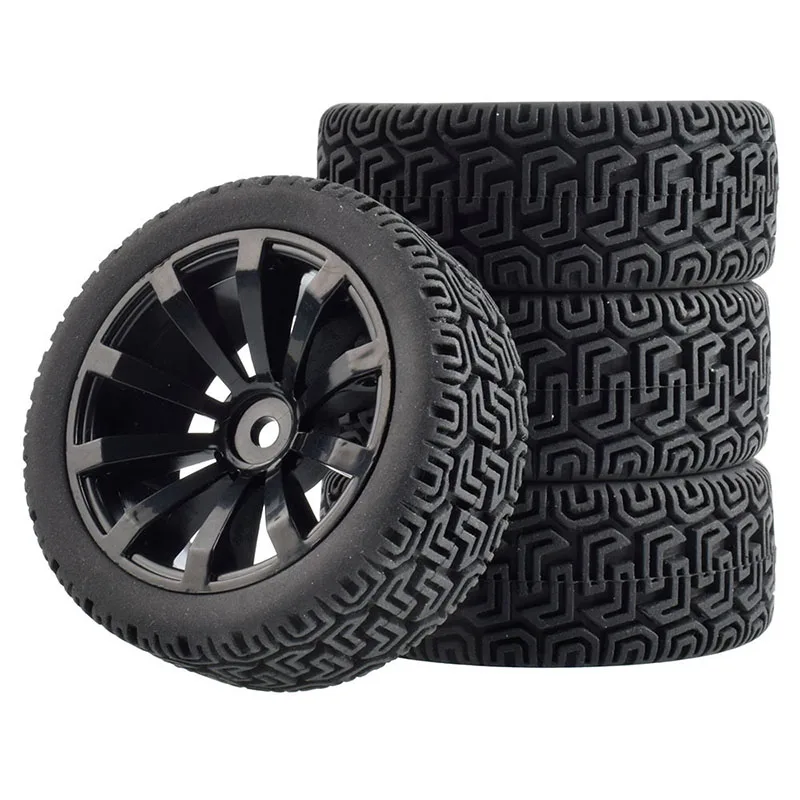 RC Car Rubber Tires & Wheels Rims 12mm Hex Hub for WLtoys 144001 and 1/18 1/16 1/10 Car Tyre(4-Pack)