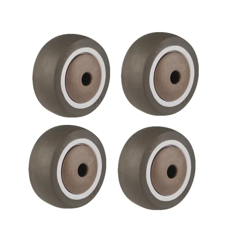 4 Pçs/lote 2/2.5/3/4 Polegada Marrom TPE Rolamento de Borracha Elástica Roda Única Pequena Polia Acessórios Roda de Rolo de Móveis