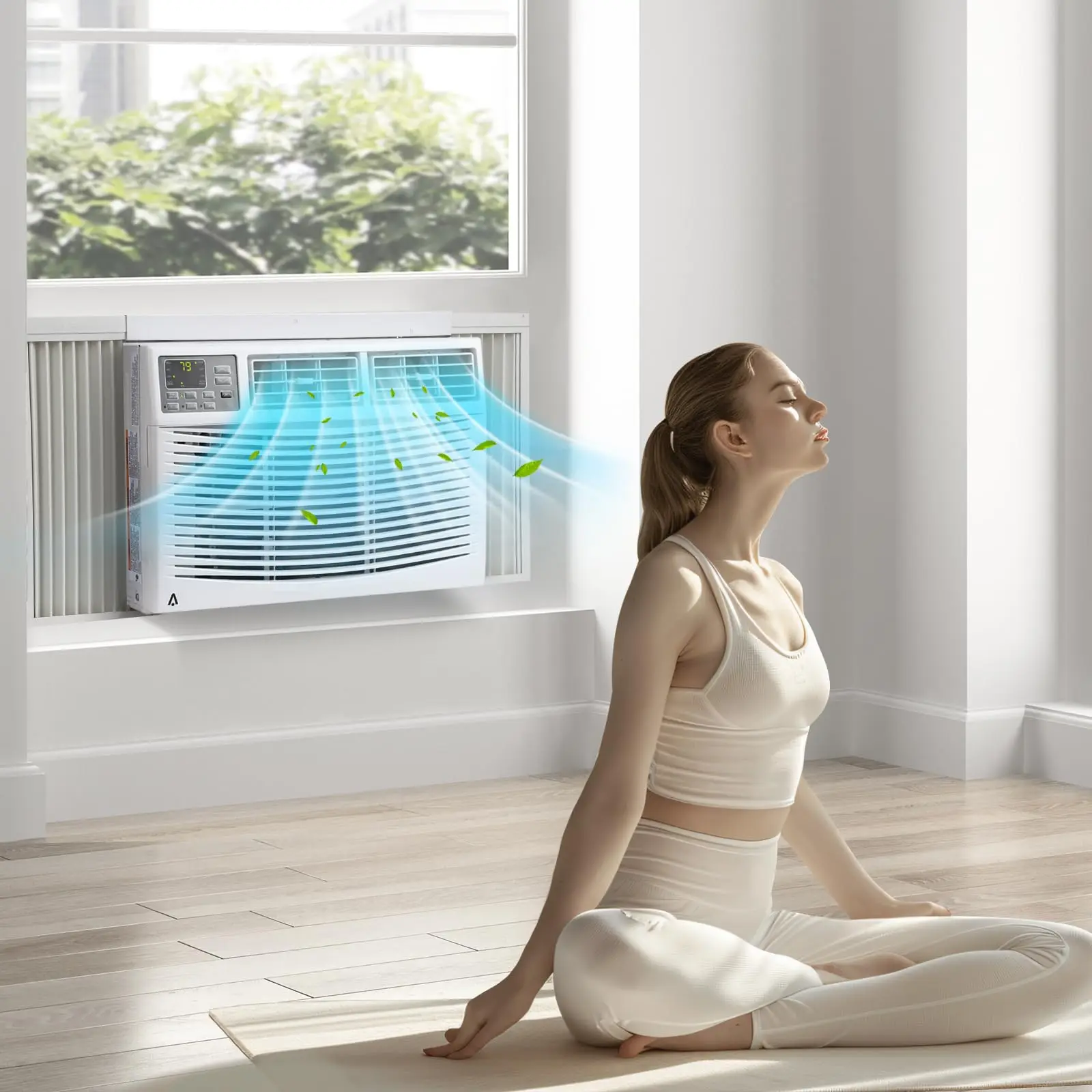 8000 BTU Window Air Conditioner with WiFi, Window AC Unit 110-115V Cools Up to 350 Sq. Ft.Energy Efficient with Remote & App Control & Timer Function, Perfect for Small Rooms, Living Room, Office.