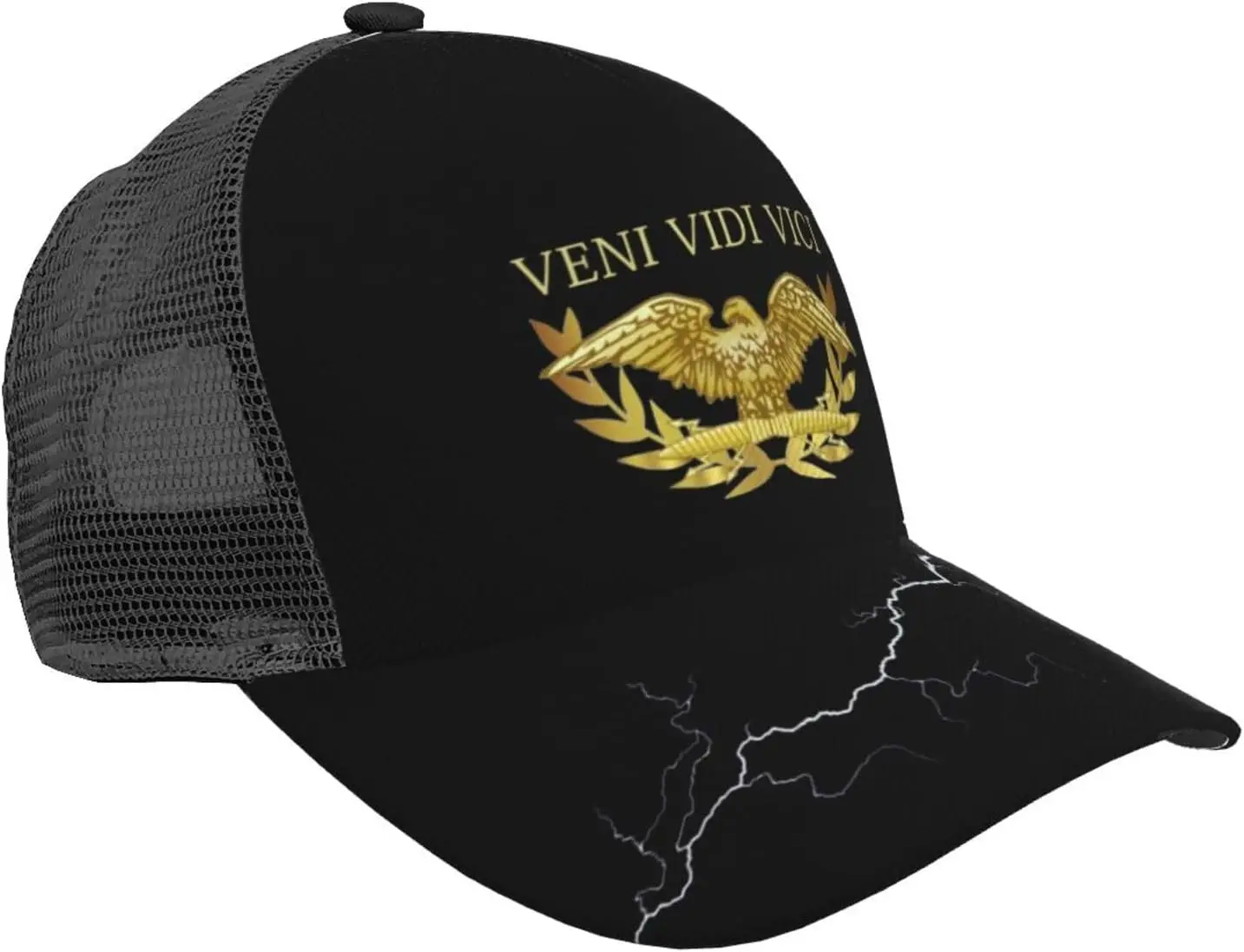 Men's Women's Baseball Cap Casual Breathable Mesh Cap Adjustable Trucker Hat Veni Vidi Vici I Came I Saw I Conquered