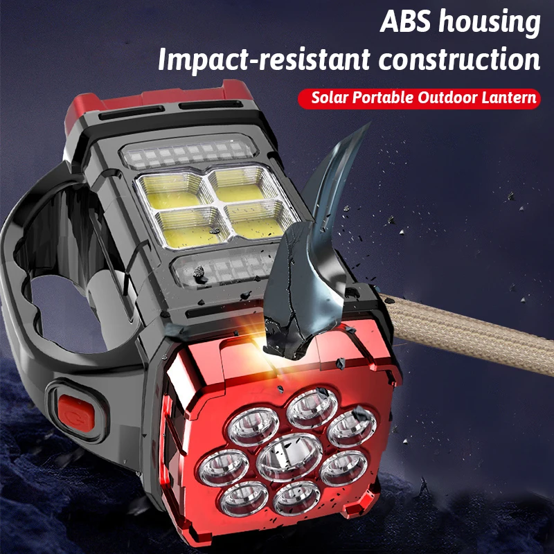 Doble Color + fuente de luz Dual Solar recargable 16 luz LED función de banco de energía USB multiinterruptores iluminación exterior portátil