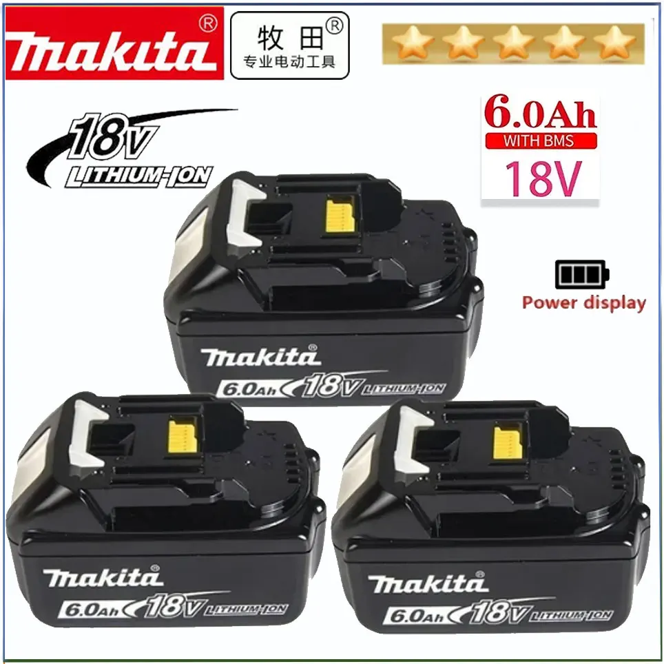 

Перезаряжаемый литий-ионный аккумулятор Makita, 18 в, 6000 Ач, подходит для электрических инструментов Makita мАч BL1830 BL1840 BL1850