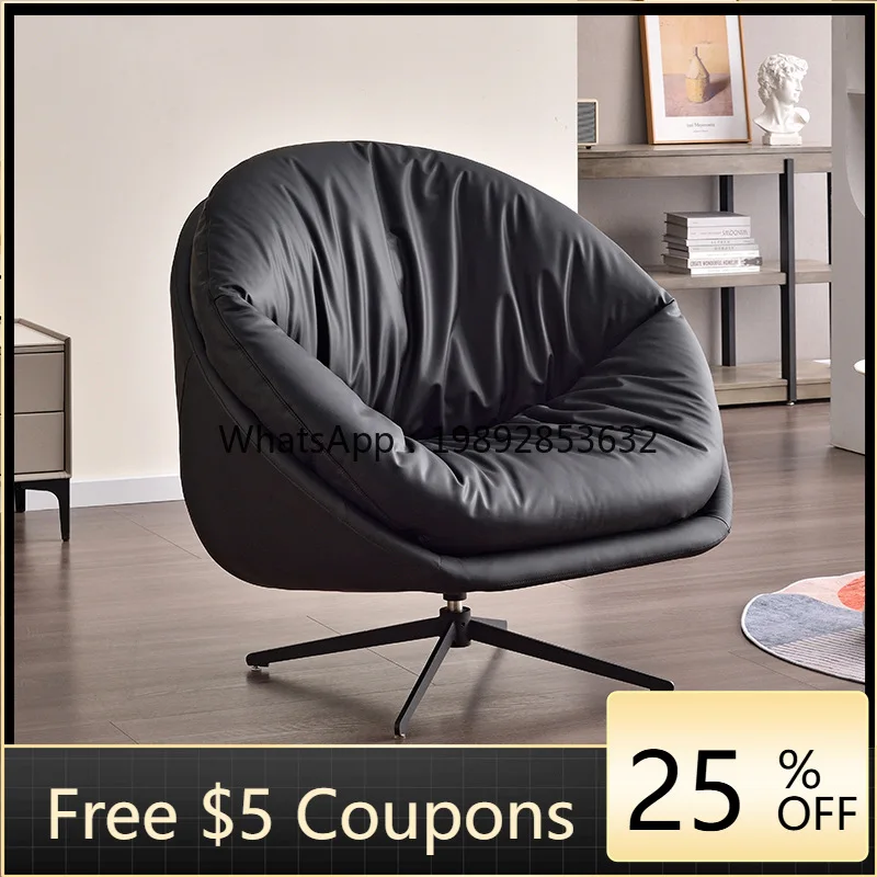 

YFY Vintage Style Rotating Single Sofa Chair Small Apartment Home Single Swivel Chair Balcony Living Room