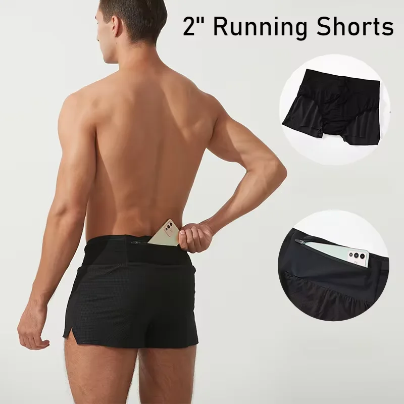 2 in 1 Marathon Trail 2\'\' Running Shorts Quick Dry Long Distance Training Sport Men Summer Lining Track And Field Summer Shorts