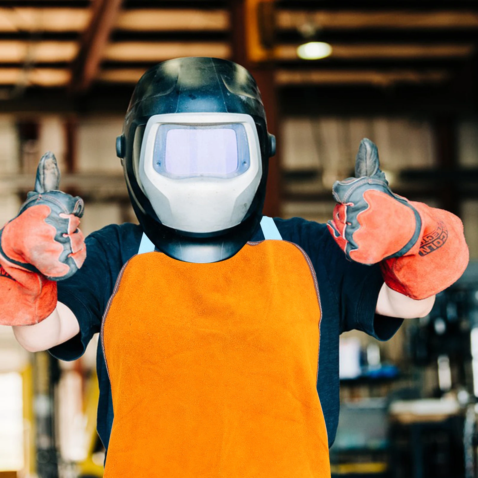 

1Pcs Electric Welding Apron Cowhide Heat Resistant Fireproof Protective Work Apron for Welder Carpenter Garage Workshop