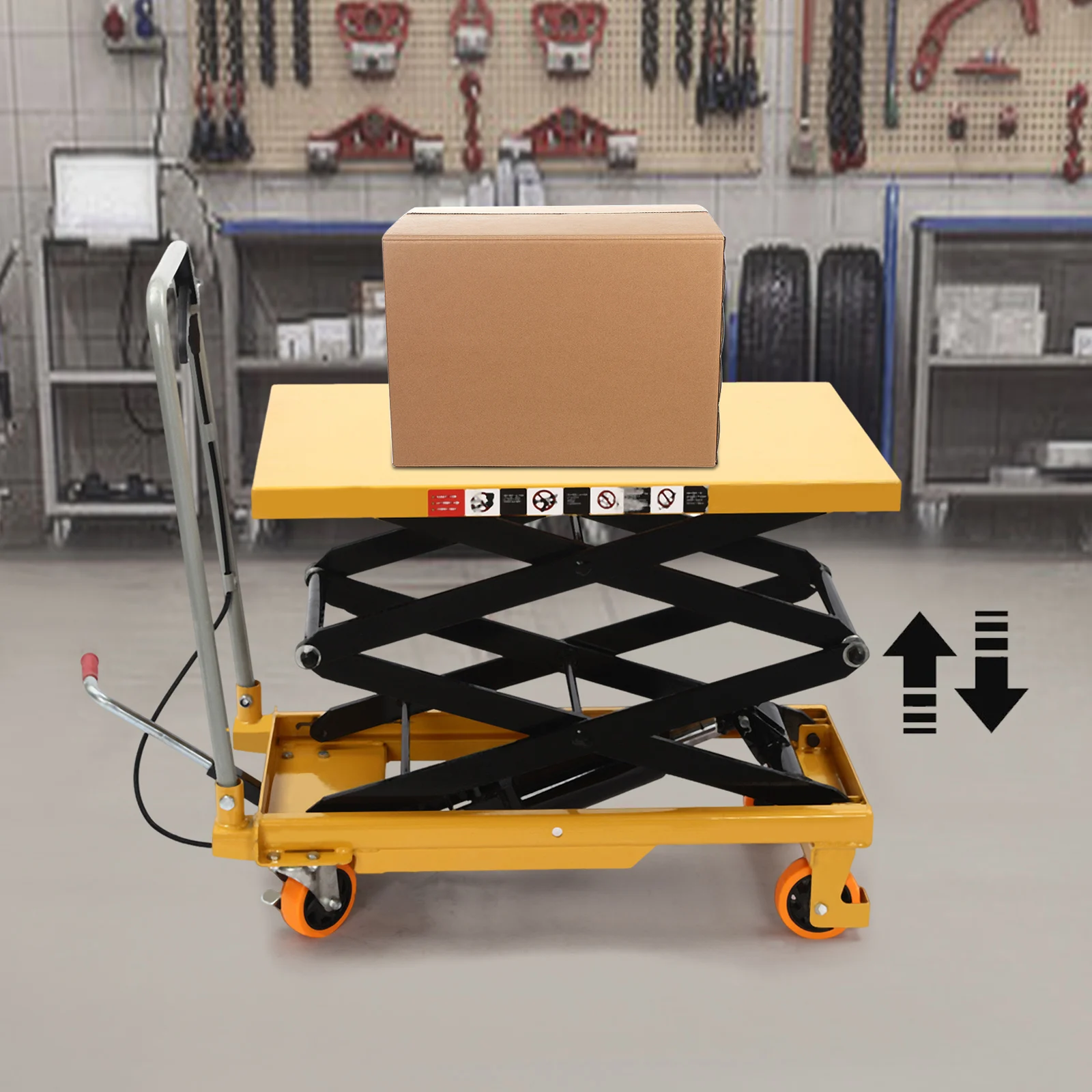

Hydraulic Scissor Lift Table 770lbs Material Handling & Transportation Tool 35.8*19.7In Large Hydraulic Lift Table w/ Wheels