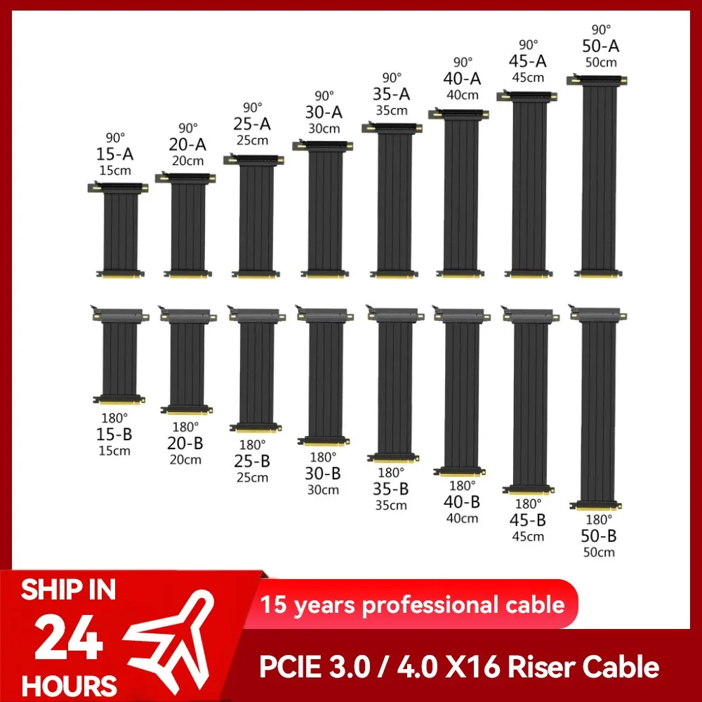 

15/20/25/30/40/50/60cm Full Speed 3.0 PCIE X16 Riser Cable Graphics Card Extension Cable GPU PCI-E flexible Shielded Extender