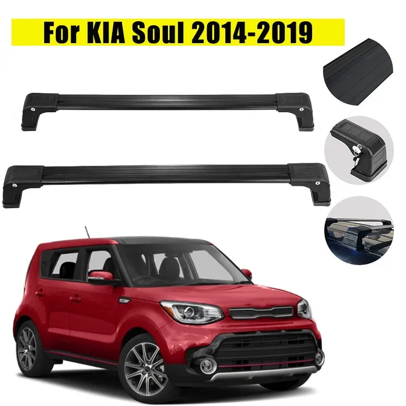 

Car Roof Rack Cross Bars for KIA Soul 2014-2019 SUV Luggage Kayak Cargo Hard-Shell Carrier Roof Rail with 4 Keys 100LBS Load