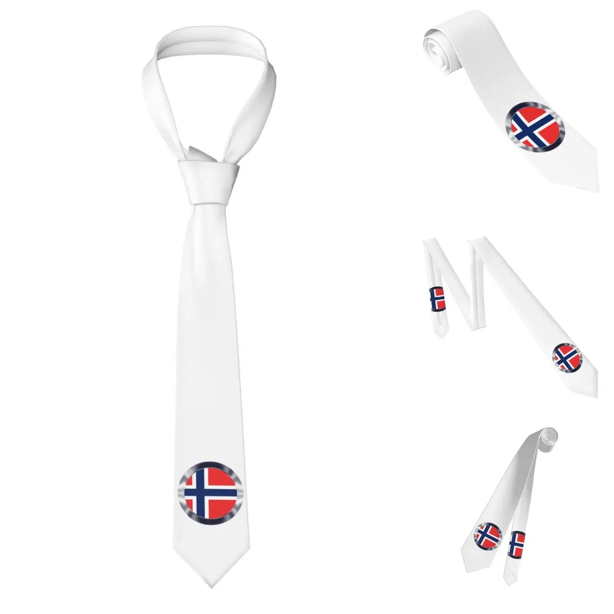 Norway Flag Necktie for Men Silk Polyester 8 cm Neck Ties Wedding Business Tie Casual Gravatas