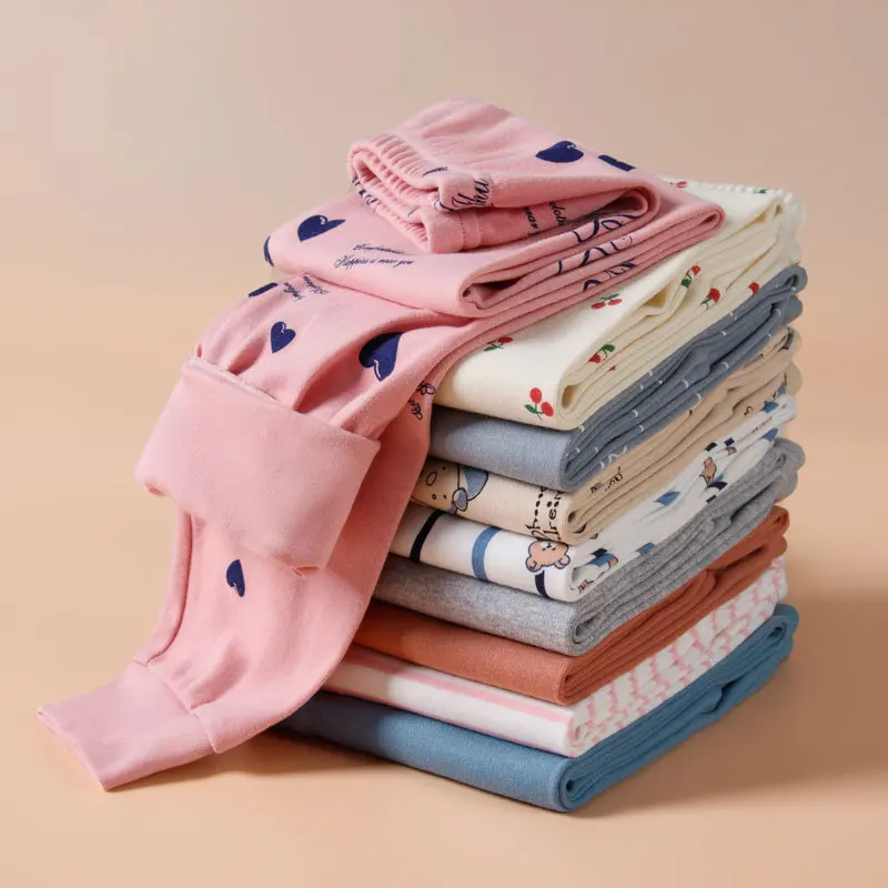 Children's autumn and winter cotton wool single pants, soft and breathable cotton for children, baby printed warm home sleeping image 2