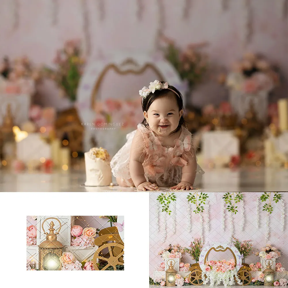 Spring Floral Garden Backdrop Flower Market Butterfly Kids Baby Photocall Decors Girls Adult Studio Backgrounds