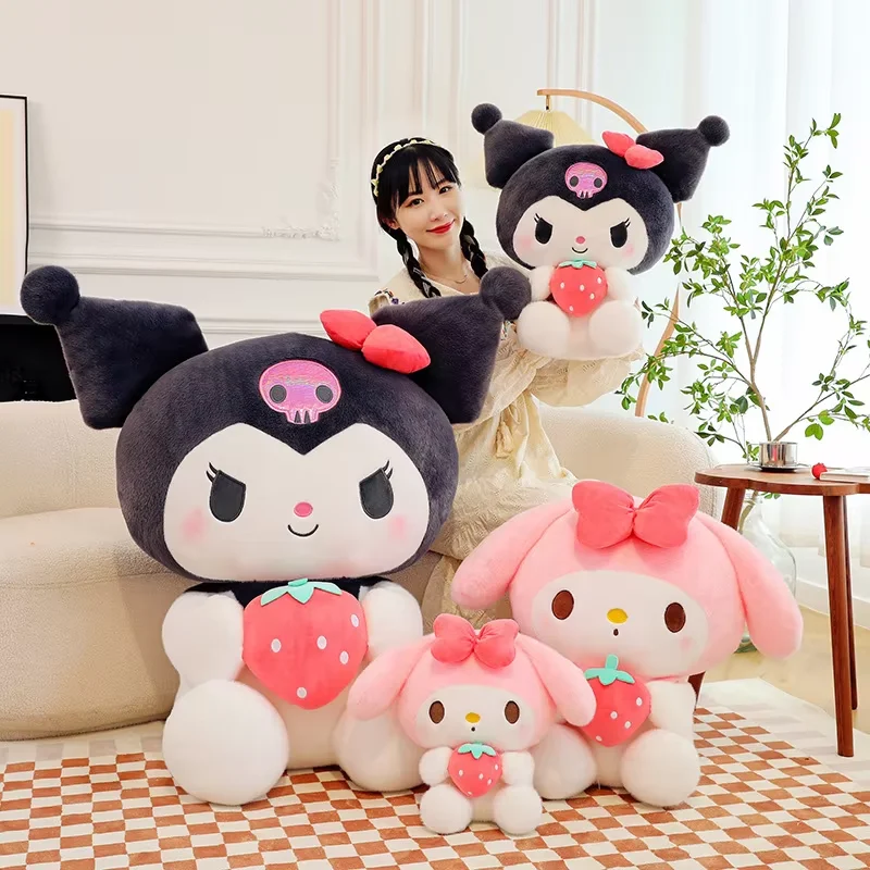

Подушка Sanrio Strawberry Kuromi, плюшевая игрушка для девочек, мягкие игрушки в виде животных, кукла клубничной мелодии, подарок