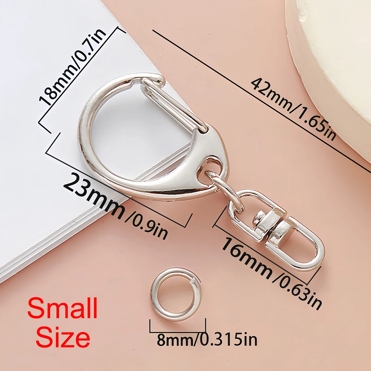 5/10 Stück D-Schnapphaken Schlüsselanhänger-Ringe, Drehverschluss-Schlüsselring mit offener Verbindungsschlaufe und Verbinder für DIY-Schlüsselanhänger-Zubehör – Detail 5