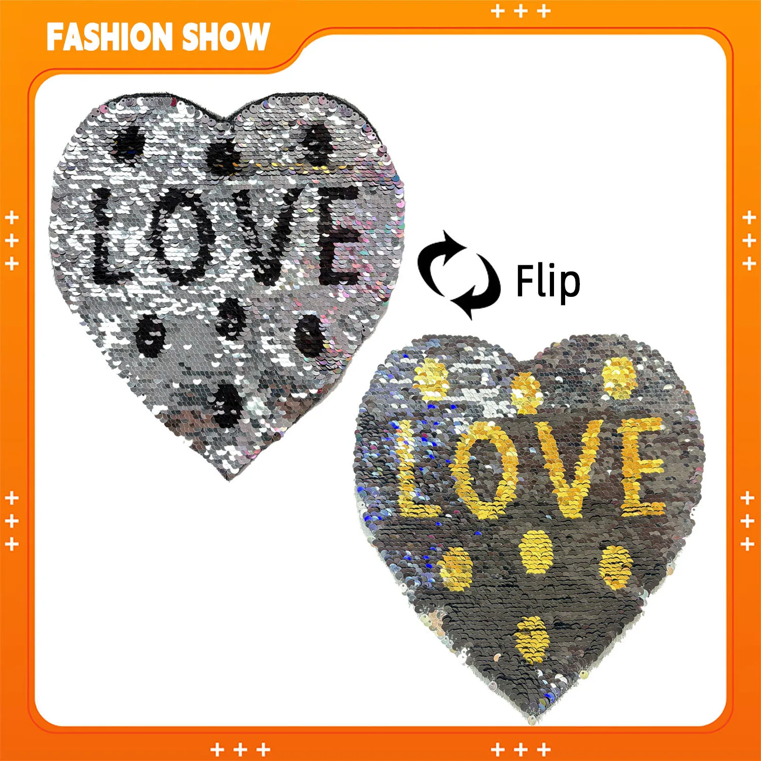 

Reversible Sequin Heart Embroidery Patch, Hand-Sewn Clothing Accessories, Suitable for Sweatshirts, Sweaters, Hats, DIY Patches