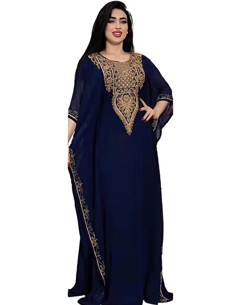 

Dubai Chiffon Abaya Dress for Muslim Women African Dresses Kaftan Boubou Robe Ankara Dashiki Musulmane Femme Outfits Vestidos