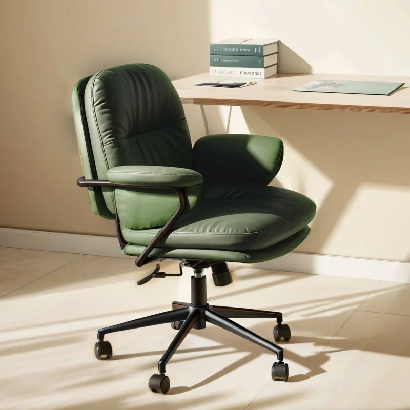 Comfortable Home Office Chair Ergonomic Leather Swivel Chair for Study Desk Computer Work