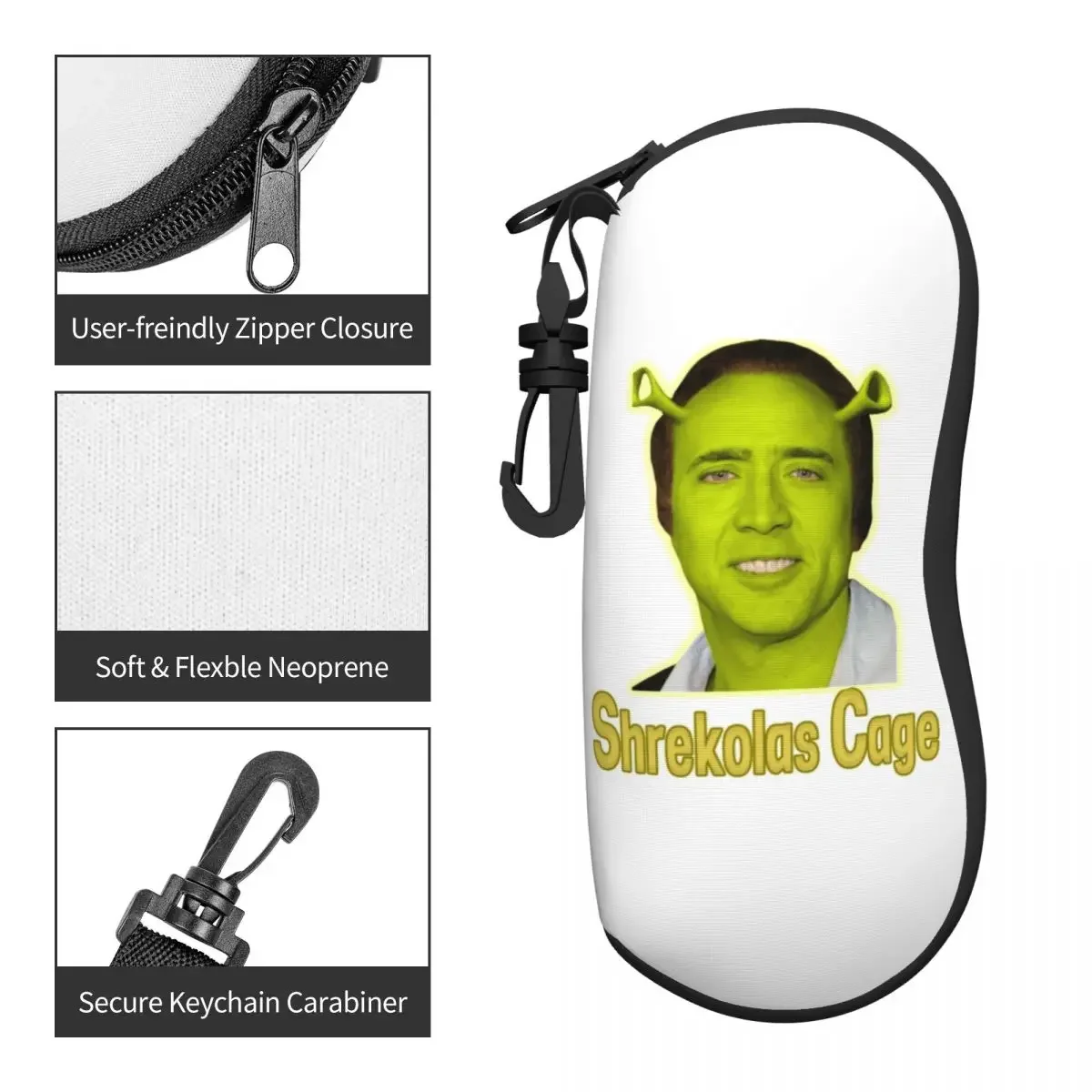 Estuche de gafas personalizado, caja de gafas de sol, concha de Actor americano portátil, Nicolas Cage Shrek