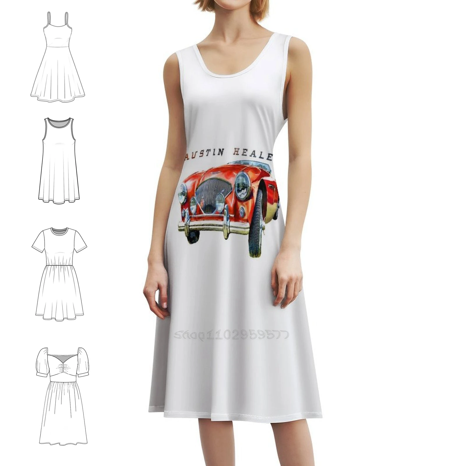 فستان أوستن هيلي 100 منقوش عليه زهور للنساء للربيع والصيف فستان كاجوال للحفلات أوستن هيلي الظهر لحفلات السيارات #1