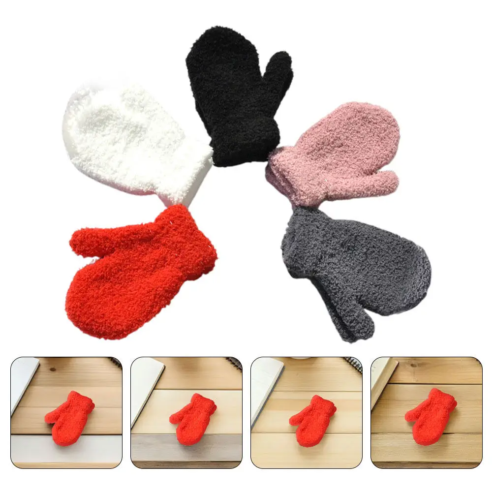 5 Pairs Children Gloves Winter Girls' Cold Weather Full Finger Knitted Children's Fingers