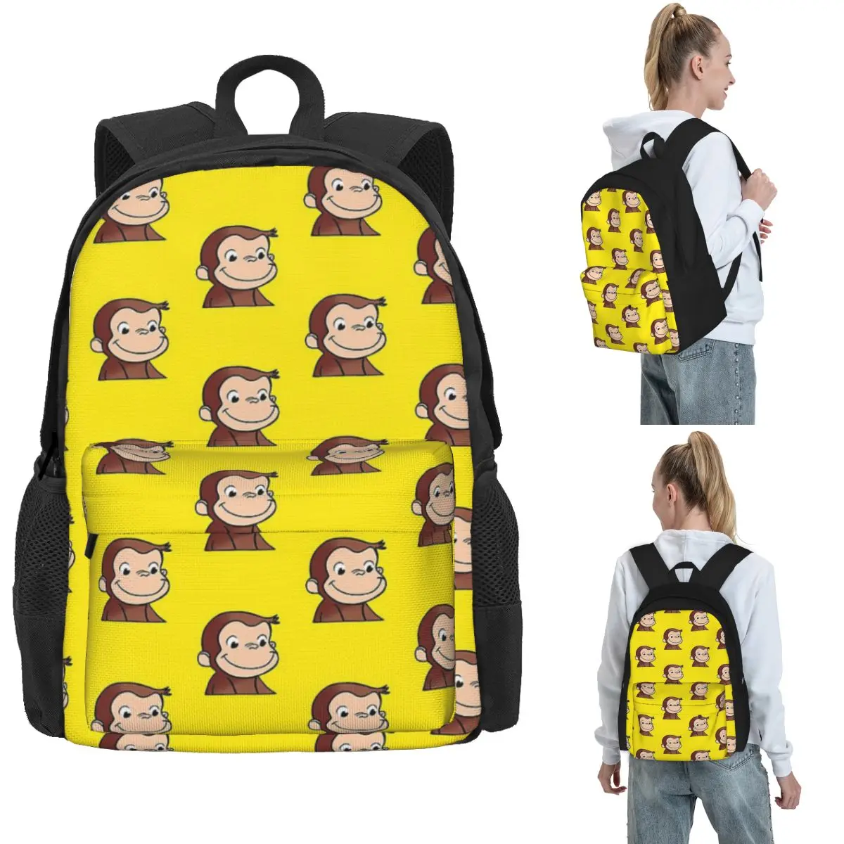 Curious George Backpack Hot Sale Daypack Large Capacity Kids BookBag School Bag Shoulder Bags for Men Women