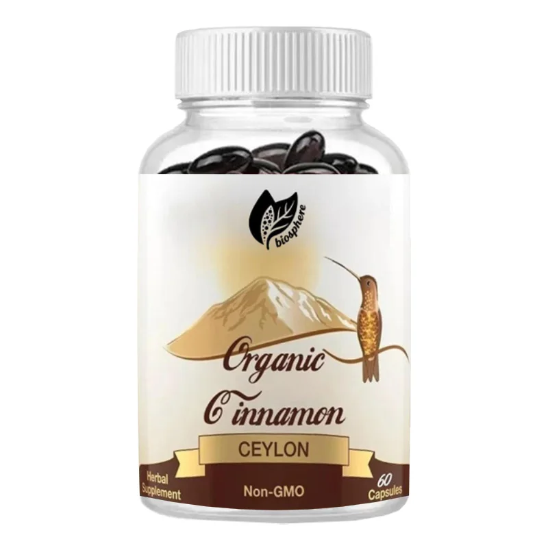 Organic Ceylon Cinnamon, Non GMO Health Supplement, Vegan, Gluten Free, No Additives -60 capsules