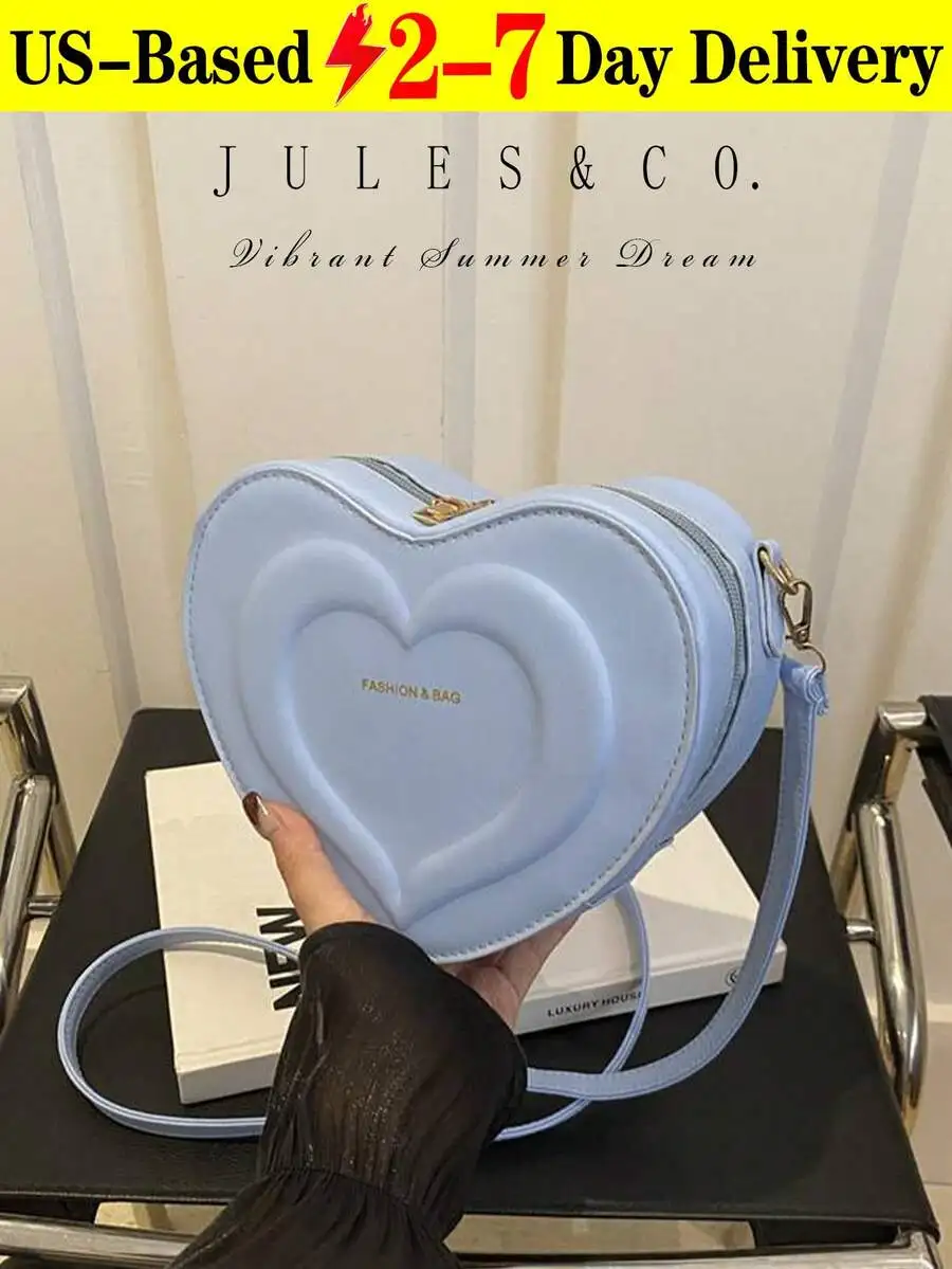 

Heart Shape Mini Crossbody Bag For Women Solid Color Fashion Shoulder Purse Spring Summer