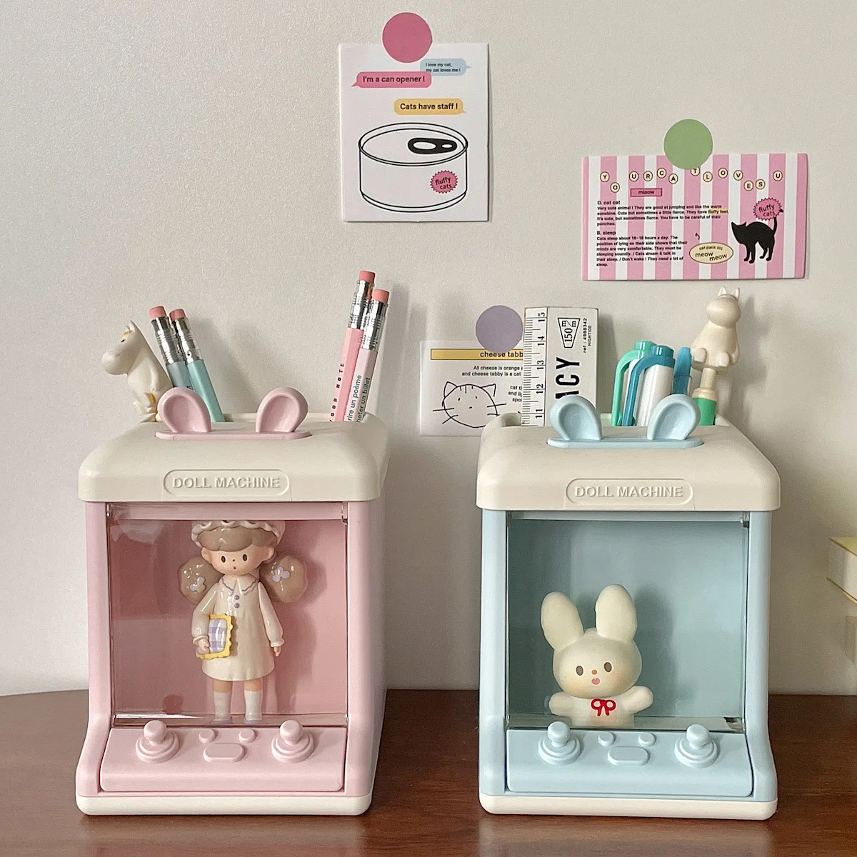 MINKYS Creative House Shape Doll Storage Box&Pen Holder Multifunctional Desktop Organizer School Office Stationery