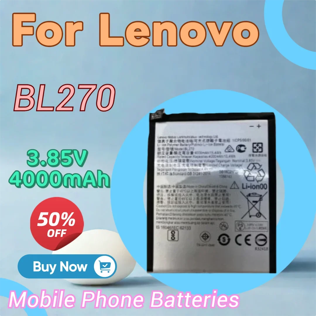 

High Quality New BL270 3.85V 4000mAh Battery for Lenovo K6 Plus 5G Plus K6 Note G5 Plus K53a48 Vibe Phone Battery + Free Tools