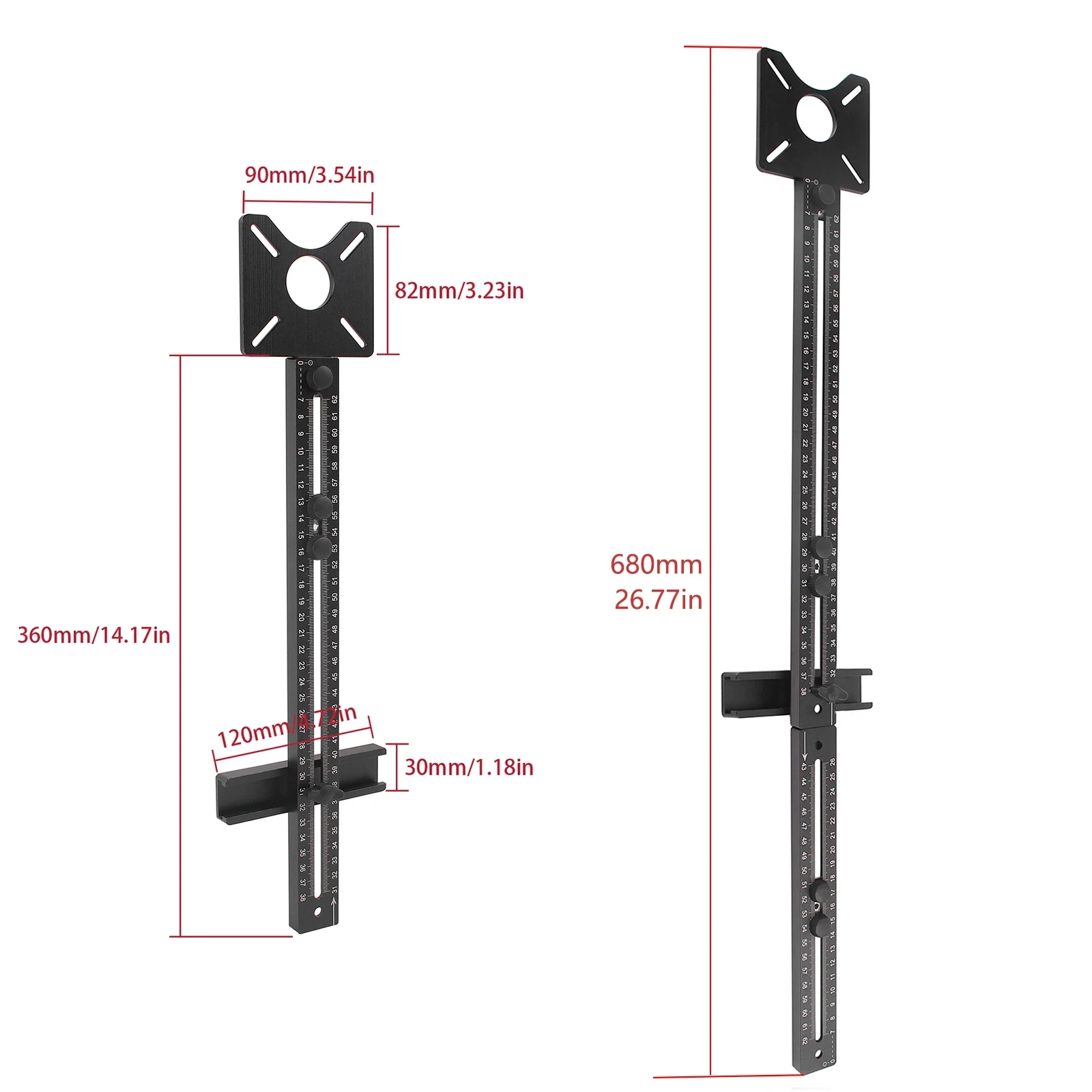 4 in 1 Router Milling Groove Bracket, Aluminum Router Circle Cutting Jig, Multifunctional Cabinet Hardware Jig and Router Guide