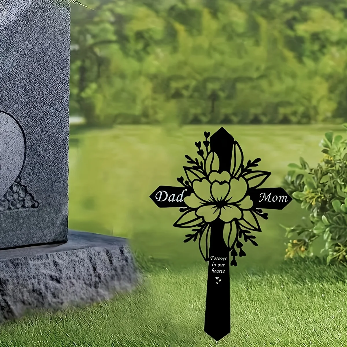 Dad and Mum Memorial Grave Marker Memorial Cemetery Metal Decorative Ground Plug Grave Stake Decoration