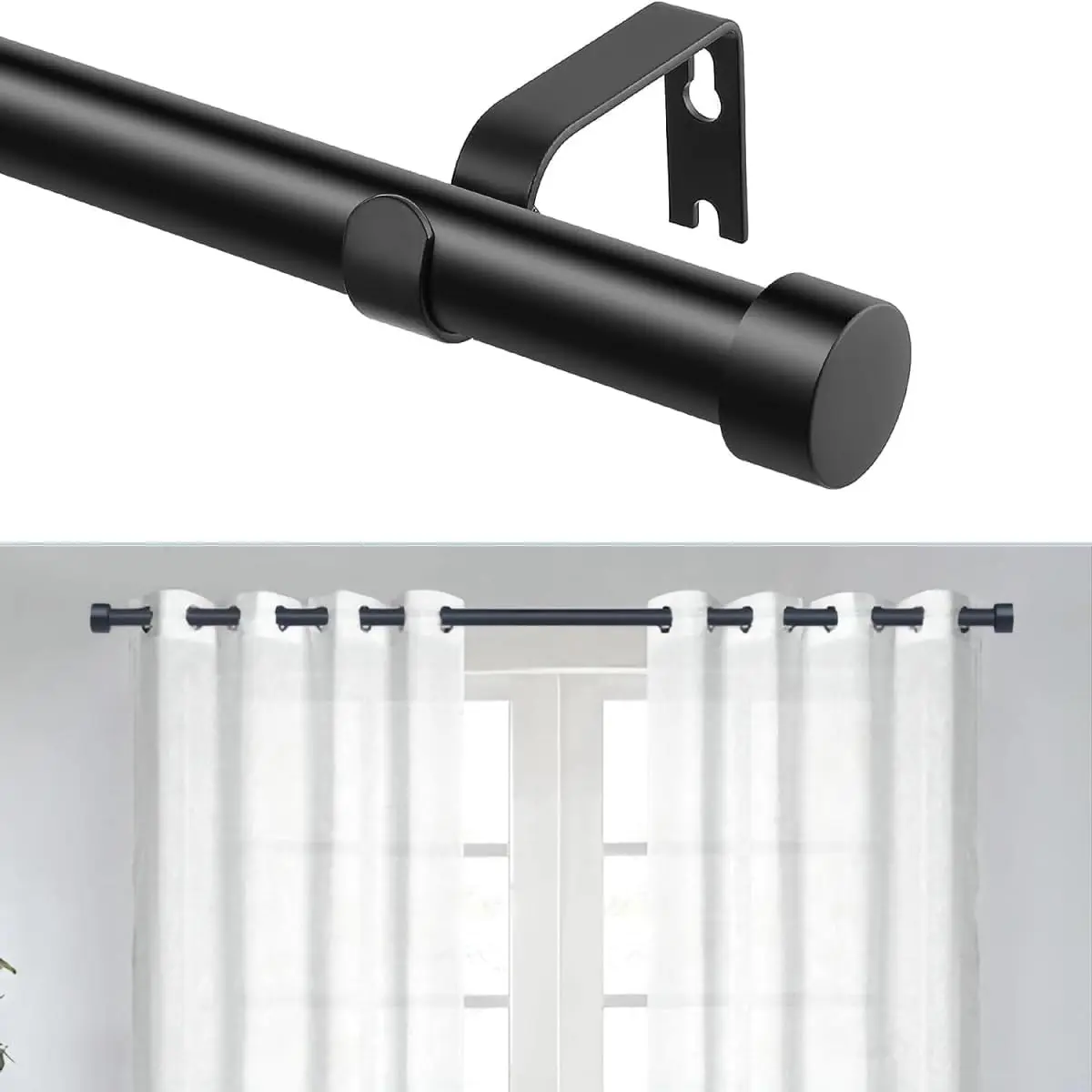 Modern Curtain Rods for Windows, 1 Inch Room Divider Curtain Rods Adjustable Telescoping Window Drapery Rods.