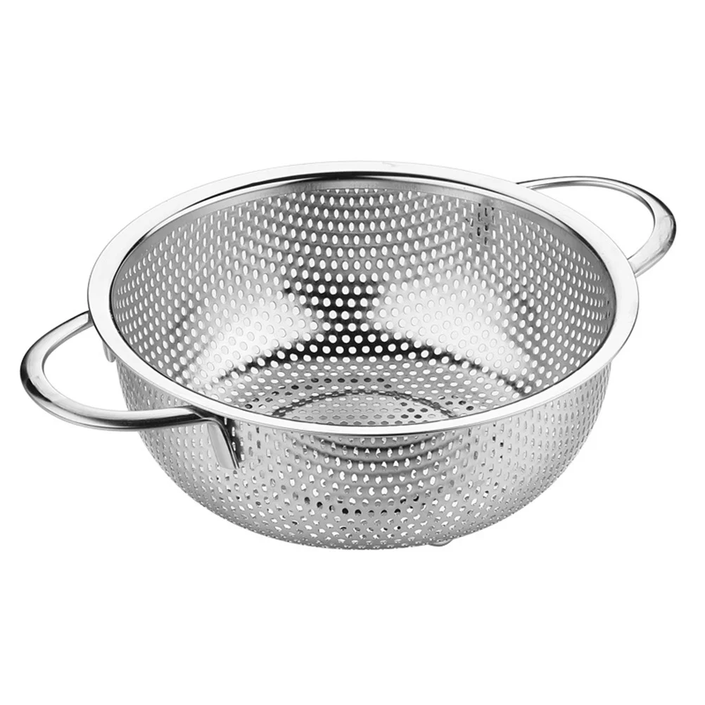 

Colander Basket Stainless Steel Double Handles Kitchen Strainer Smooth Surface for Rice Fruit Vegetable Fast Drainage Filter