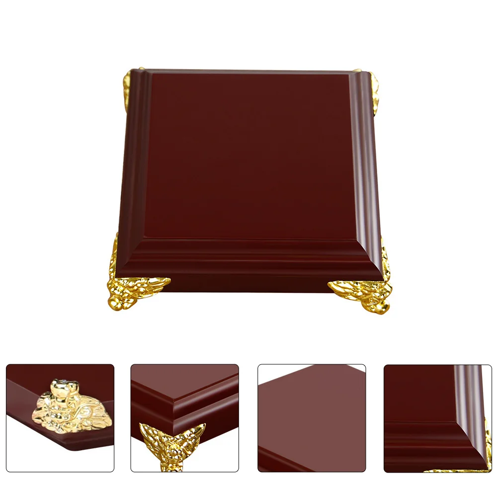 

1pc Square Wooden Buddha Statue Base For Flowerpot Teapot Vase Bonsai Display Pedestal Craft Storage Holder Retro Stand