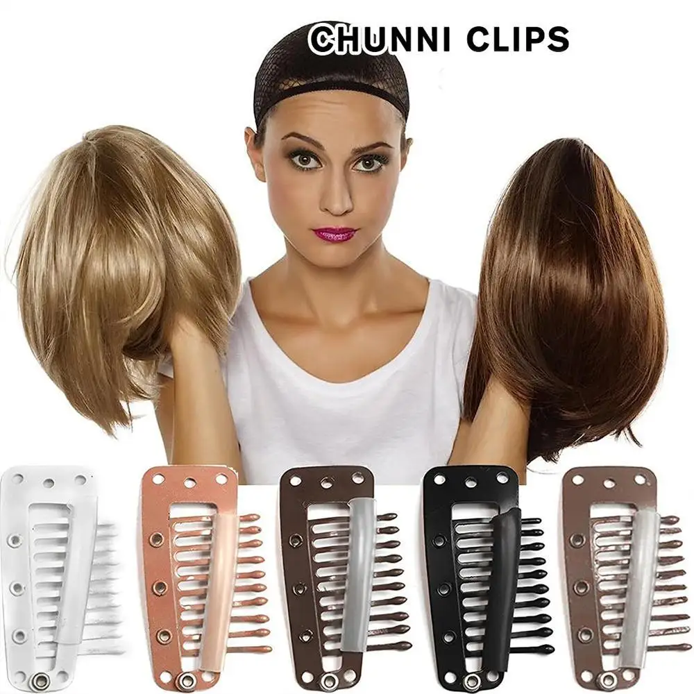 10Pcs Stainless Steel Chunni Dupatta Wig Clips with Safety Pin 10-Teeth Strong Chunni Grip Hair Clip Comb