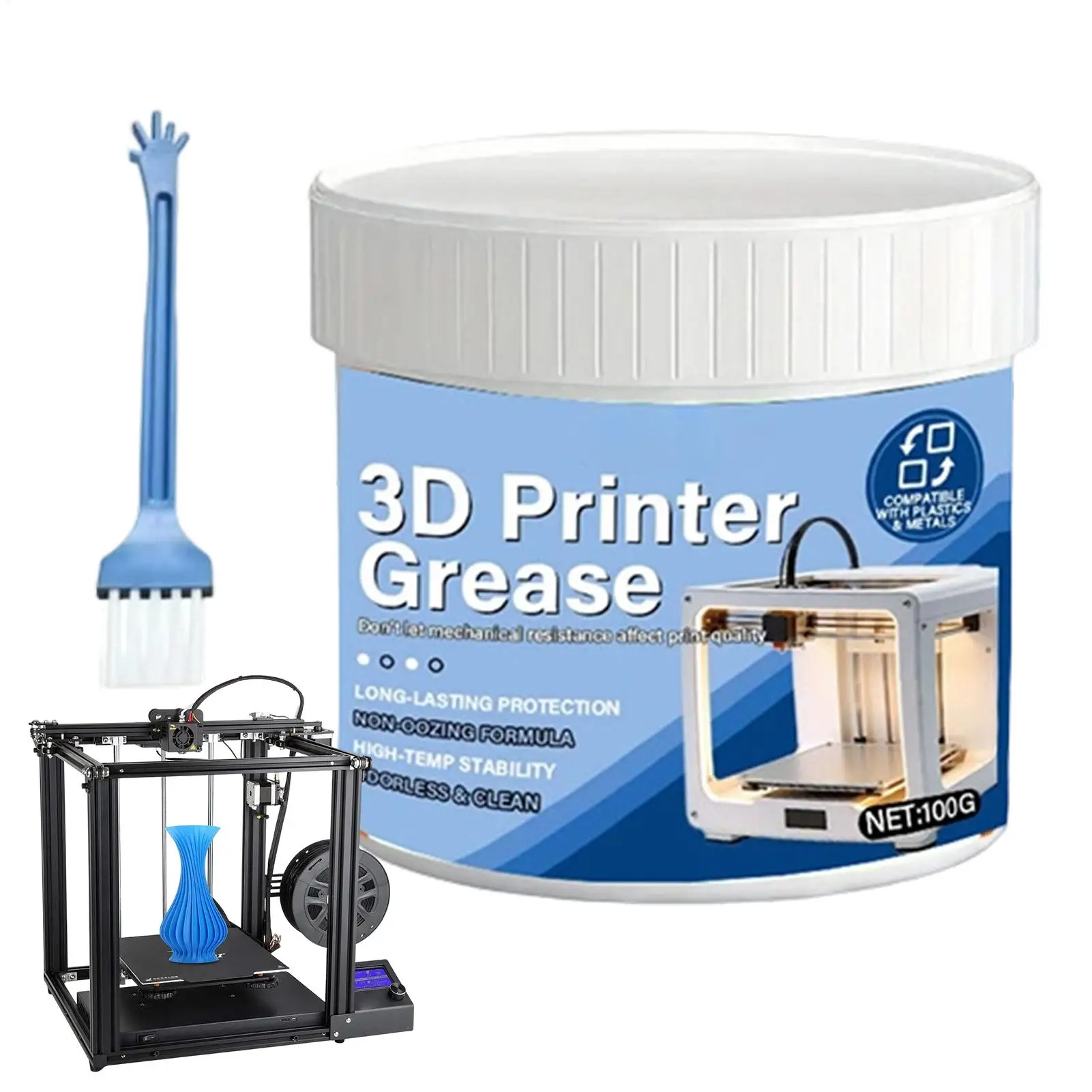 

100g 3D Printer Lubricant Gear Lubricating Oil with Brush Machine Grease for Model Trains, Motors & Linear Guide Rails
