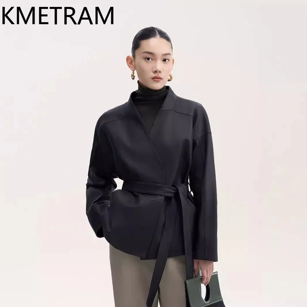 100% primo strato giacca di pelle di pecora donna di alta qualità scollo a V giacche in vera pelle donna autunno abbigliamento donna 2025 Chaquetas