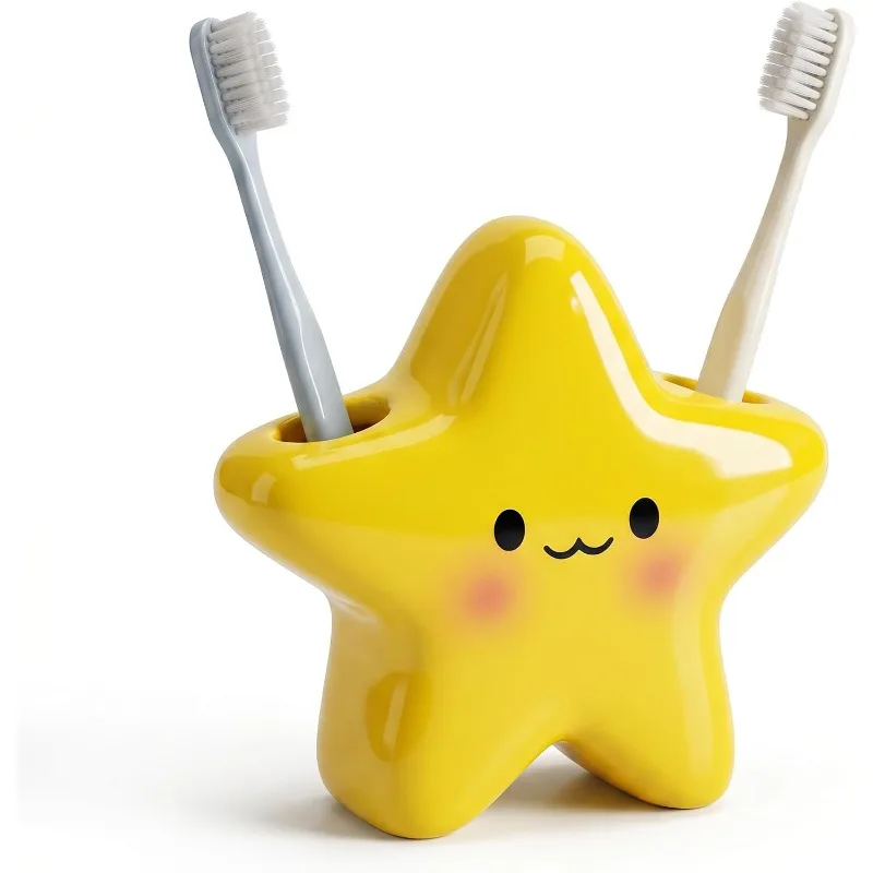 Star-shaped Toothbrush Holder, Suitable for Bathroom Use - Dual Toothbrush Storage, Compatible with Various Toothbrush Brands
