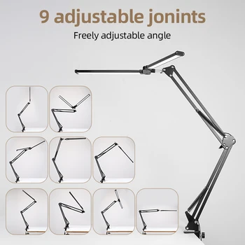 더블 헤드 LED 무단 조도 조절 LED USB 테이블 램프, 사무실 공부 독서 조명, 고정장치 컴퓨터 모니터 조명