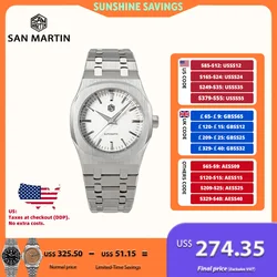San Martin 38.5mm Luxury Watch Men Automatic Mechanische Watches Miyota 9015 Oak Bracelet 10Bar Business Reloj SN0013
