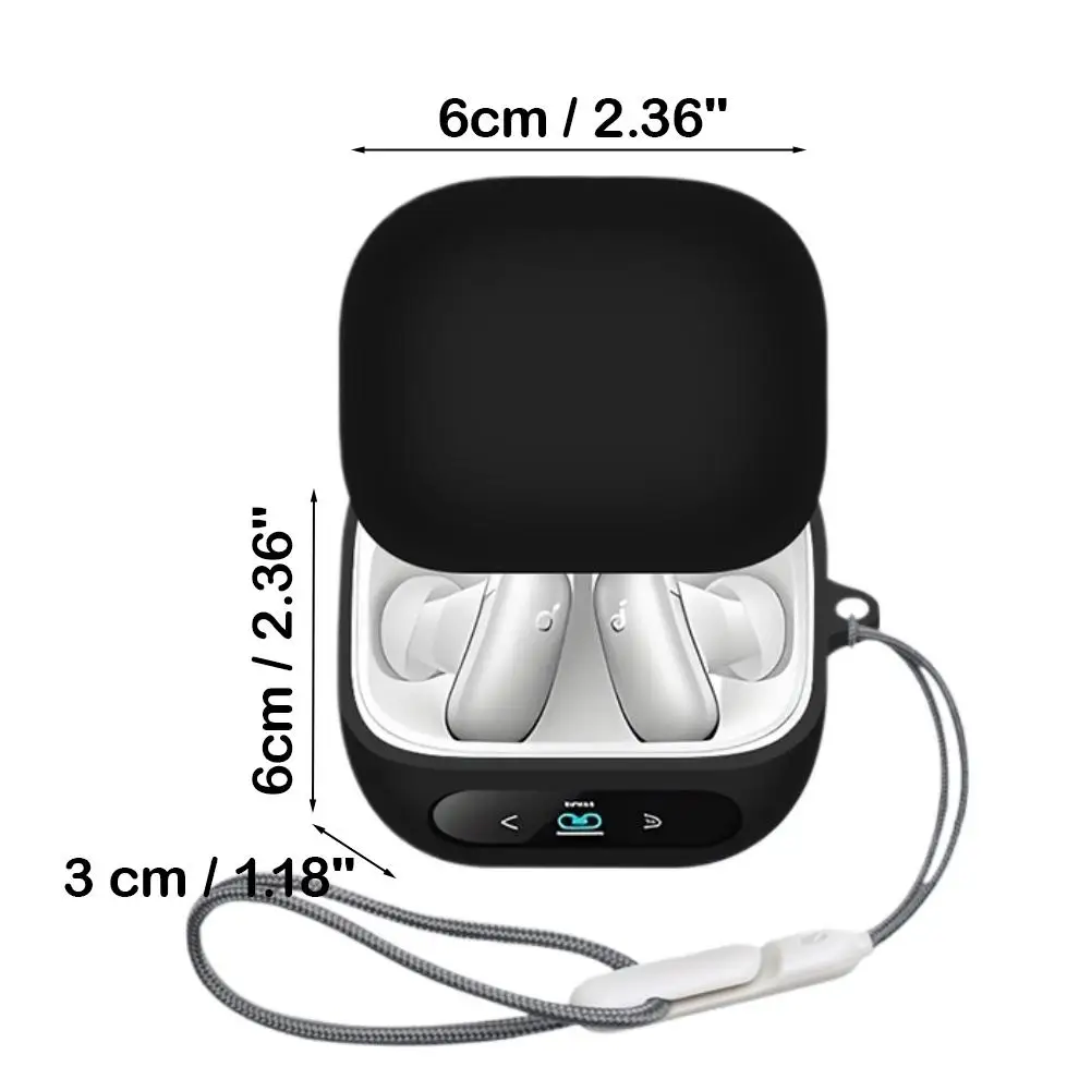 Soft Silicone Case For Anker Soundcore Liberty 5 Pro Solid Color Earphone Protective Cover With Lanyard Earphone Accessories view 6